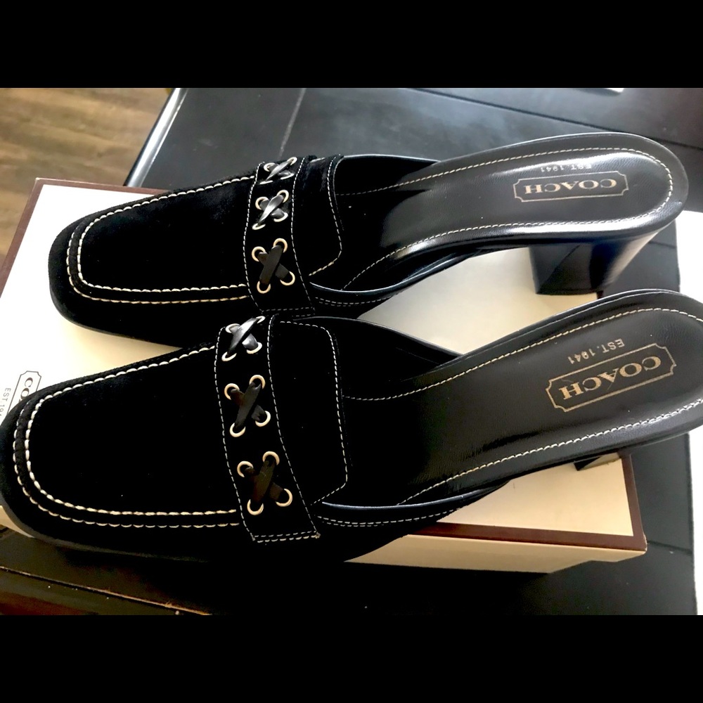 Coach Black Women's Mules with Stitch Detail